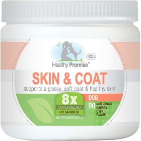 Four Paws Healthy Promise Dog Supplements for Skin and Coat Soft Chews Savory Liver, 1ea/8.26 oz 90 ct