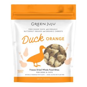Green Juju Dog & Cat Freeze-Dried Grain Free Whole Food Bite Duck Orange Toppers 7.5oz.