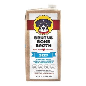 Brutus Bone Broth for Dogs â€“ 32oz Beef Flavor | Human-Grade Dog Food Topper with Glucosamine, Chondroitin & Turmeric