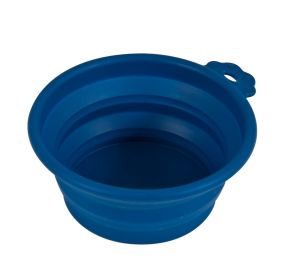 Petmate Silicone Round Travel Pet Bowl Navy Blue 1ea (size: MD)