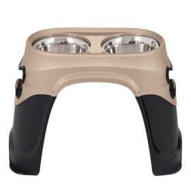 Petmate Easy Reach Diner Feeder Black/Pearl/Tan 1ea (Option: 8 In, size: MD)