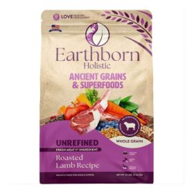 Earthborn Holistic Unrefined Ancient Grains & Superfoods Dry Dog Food Roasted Lamb (size: 25Lbs)