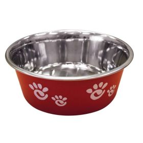 Spot Barcelona Stainless Steel Paw Print Dog Bowl Raspberry, 1ea (size: 32Oz)