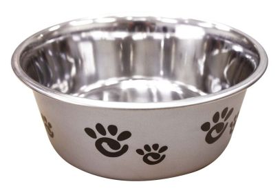Spot Barcelona Stainless Steel Paw Print Dog Bowl Silver, 1ea (size: 32Oz)